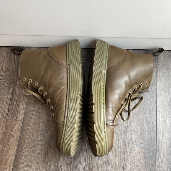 Dr. Martens Army Green Talib Leather Lace Up Platform Combat Ankle Boots, L10 - Picture 4 of 7